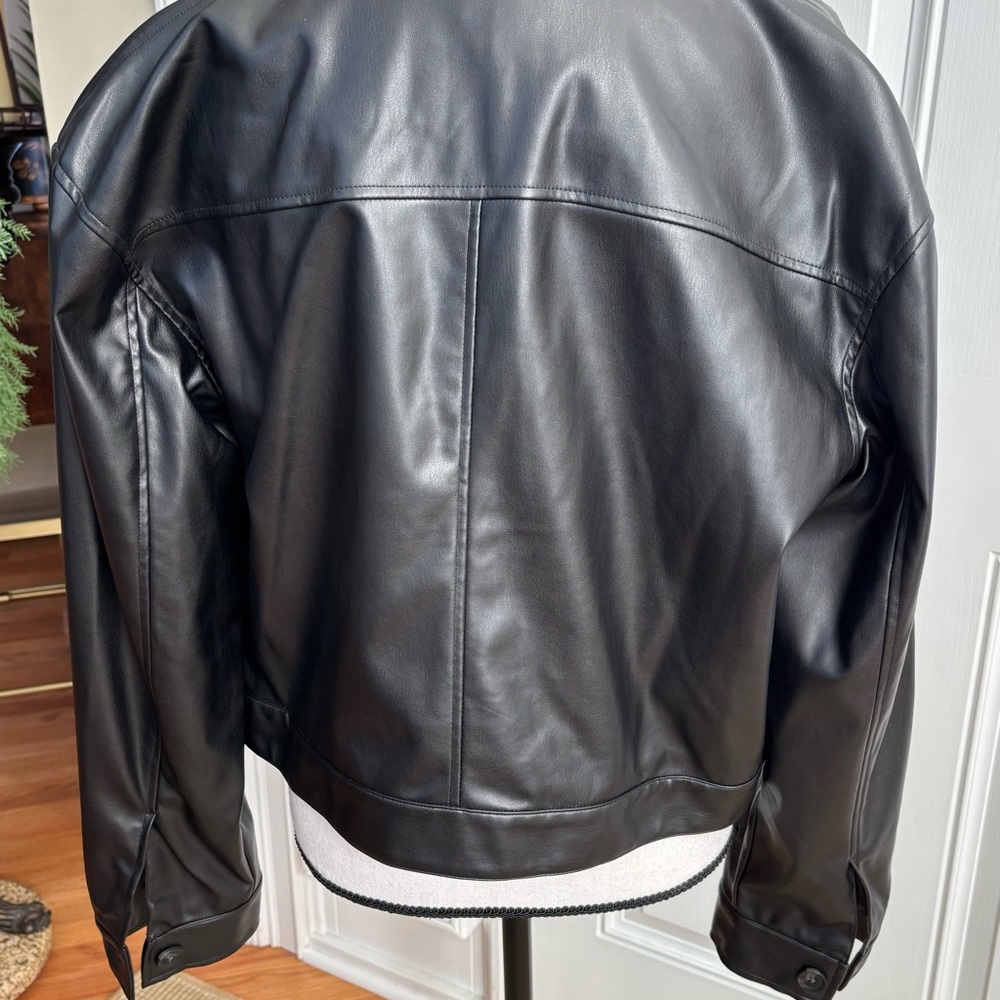 a new day Black Faux Leather Cropped Cargo Jacket - Picture 6 of 10